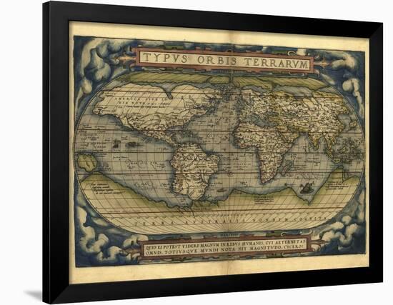 Ortelius's World Map, 1570-Library of Congress-Framed Photographic Print