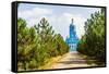 Orthodox Cathedral in the Sun through the Clouds in the Countryside. Odessa, Ukraine-Elena Larina-Framed Stretched Canvas