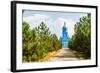 Orthodox Cathedral in the Sun through the Clouds in the Countryside. Odessa, Ukraine-Elena Larina-Framed Photographic Print