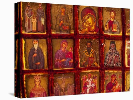 Orthodox Church with Portraits of Religious Figures, Athens, Greece-Walter Bibikow-Stretched Canvas