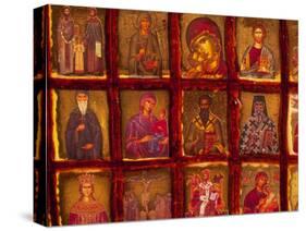 Orthodox Church with Portraits of Religious Figures, Athens, Greece-Walter Bibikow-Stretched Canvas