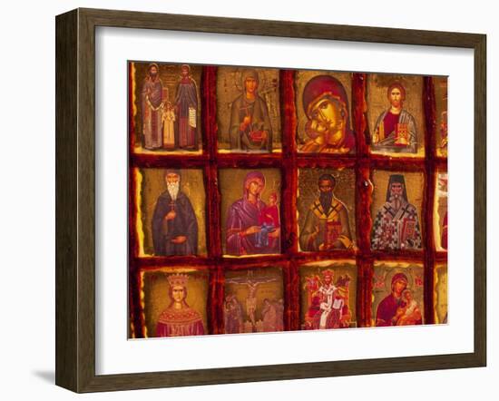 Orthodox Church with Portraits of Religious Figures, Athens, Greece-Walter Bibikow-Framed Premium Photographic Print