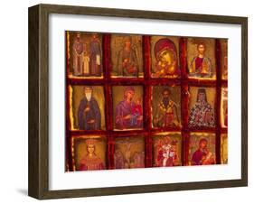 Orthodox Church with Portraits of Religious Figures, Athens, Greece-Walter Bibikow-Framed Premium Photographic Print