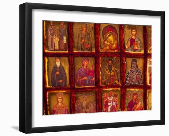 Orthodox Church with Portraits of Religious Figures, Athens, Greece-Walter Bibikow-Framed Premium Photographic Print