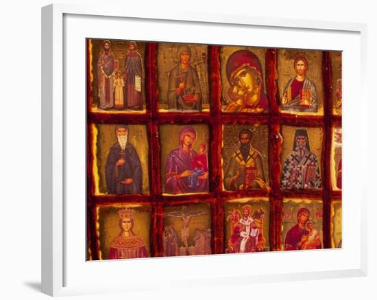 Orthodox Church with Portraits of Religious Figures, Athens, Greece-Walter Bibikow-Framed Photographic Print