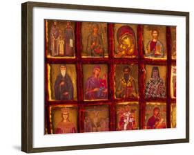 Orthodox Church with Portraits of Religious Figures, Athens, Greece-Walter Bibikow-Framed Photographic Print