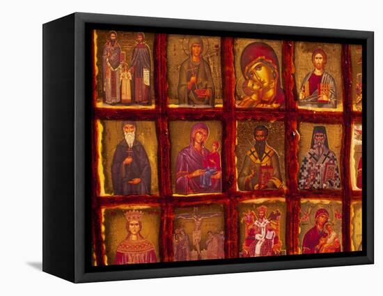Orthodox Church with Portraits of Religious Figures, Athens, Greece-Walter Bibikow-Framed Stretched Canvas