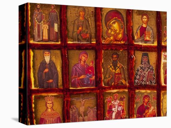 Orthodox Church with Portraits of Religious Figures, Athens, Greece-Walter Bibikow-Stretched Canvas