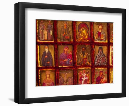 Orthodox Church with Portraits of Religious Figures, Athens, Greece-Walter Bibikow-Framed Photographic Print