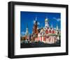 Orthodox Church with State Historical Museum and Kremlin Tower on Red Square, Moscow, Russia-null-Framed Premium Giclee Print