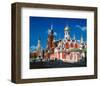 Orthodox Church with State Historical Museum and Kremlin Tower on Red Square, Moscow, Russia-null-Framed Premium Giclee Print