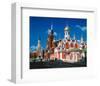 Orthodox Church with State Historical Museum and Kremlin Tower on Red Square, Moscow, Russia-null-Framed Premium Giclee Print