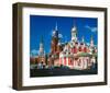 Orthodox Church with State Historical Museum and Kremlin Tower on Red Square, Moscow, Russia-null-Framed Art Print