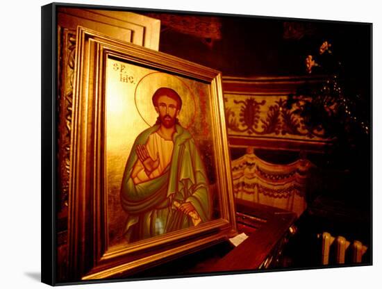 Orthodox Icon Painting in St. Paul and Peter's Cathedral, Constanta, Romania-Cindy Miller Hopkins-Framed Stretched Canvas