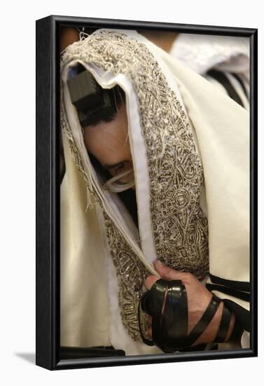 Orthodox Jew in the Belz Synagogue, Jerusalem-Godong-Framed Photographic Print