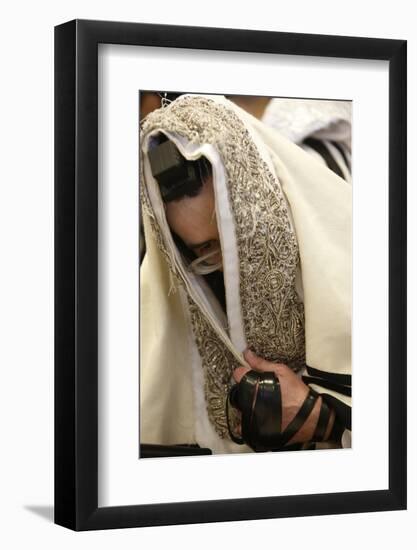 Orthodox Jew in the Belz Synagogue, Jerusalem-Godong-Framed Photographic Print