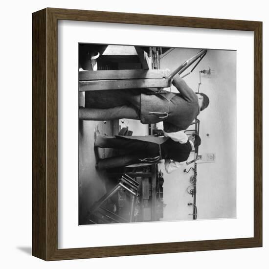 Orville and Friend at Wright Bicycle Shop Photograph - Dayton, OH-Lantern Press-Framed Art Print