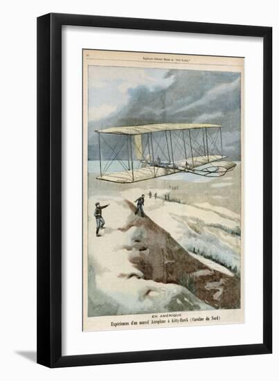 Orville and Wilbur Wright Make the First Successful Powered Flight at Kitty Hawk North Carolina-Carrey-Framed Art Print