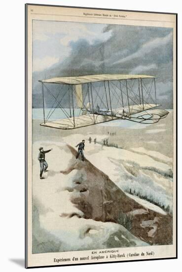 Orville and Wilbur Wright Make the First Successful Powered Flight at Kitty Hawk North Carolina-Carrey-Mounted Art Print