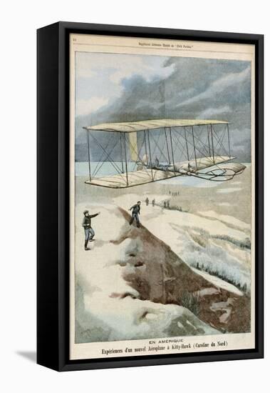 Orville and Wilbur Wright Make the First Successful Powered Flight at Kitty Hawk North Carolina-Carrey-Framed Stretched Canvas