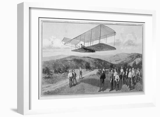 Orville and Wilbur Wright Test Unpowered Gliders Against the Wind at Kitty Hawk-null-Framed Art Print