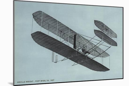 Orville Wright in Biplane-null-Mounted Art Print