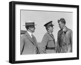 Orville Wright, John F Curry and Charles Lindbergh, at Wright Field in Dayton, Ohio, USA, 1927-null-Framed Premium Photographic Print