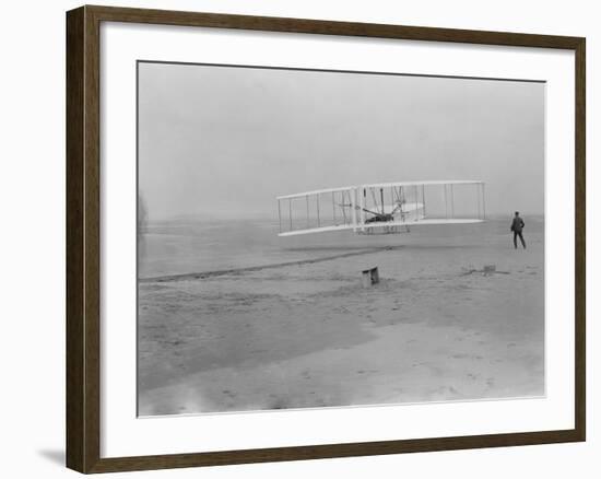 Orville Wright on First Flight at 120 feet Photograph - Kitty Hawk, NC-Lantern Press-Framed Art Print