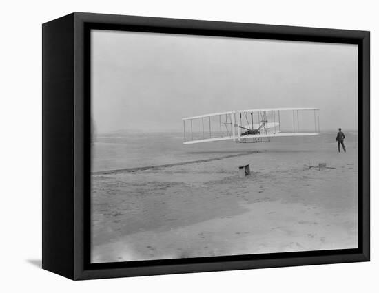 Orville Wright on First Flight at 120 feet Photograph - Kitty Hawk, NC-Lantern Press-Framed Stretched Canvas