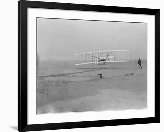 Orville Wright on First Flight at 120 feet Photograph - Kitty Hawk, NC-Lantern Press-Framed Art Print