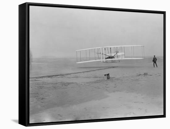 Orville Wright on First Flight at 120 feet Photograph - Kitty Hawk, NC-Lantern Press-Framed Stretched Canvas