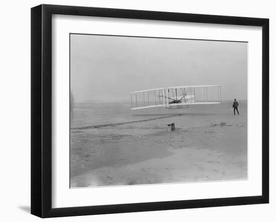Orville Wright on First Flight at 120 feet Photograph - Kitty Hawk, NC-Lantern Press-Framed Art Print