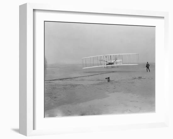 Orville Wright on First Flight at 120 feet Photograph - Kitty Hawk, NC-Lantern Press-Framed Art Print