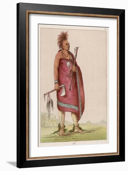 Osage Chief Carrying a Pipe and a Tomahawk-null-Framed Art Print