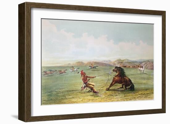 Osage Hunters Catching Wild Horses-George Catlin-Framed Giclee Print