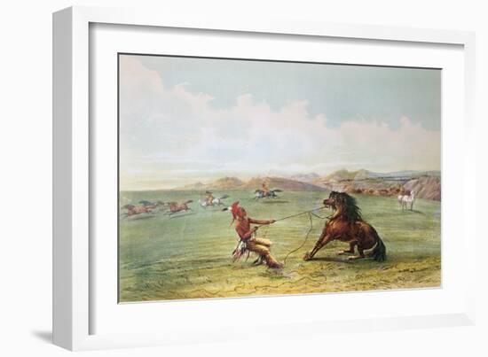 Osage Hunters Catching Wild Horses-George Catlin-Framed Giclee Print