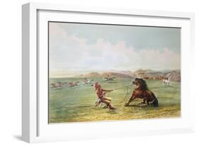 Osage Hunters Catching Wild Horses-George Catlin-Framed Giclee Print