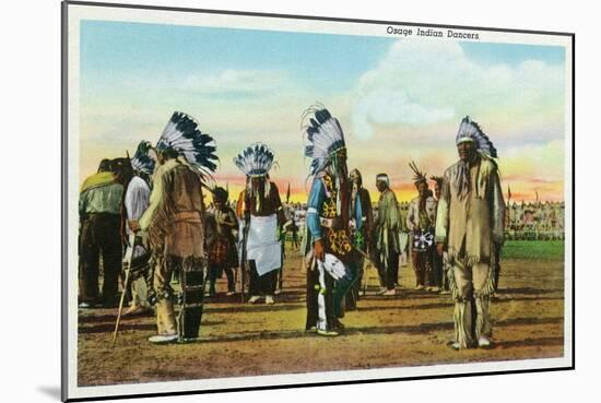 Osage Indian Dancers in Traditional Dress-Lantern Press-Mounted Art Print