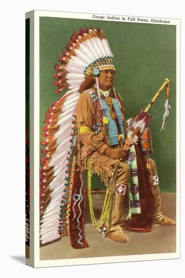 Osage Indian in Full Dress, Oklahoma-null-Stretched Canvas