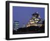 Osaka Castle and City Skyline, Night View, Osaka, Honshu, Japan-Steve Vidler-Framed Photographic Print
