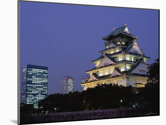 Osaka Castle and City Skyline, Night View, Osaka, Honshu, Japan-Steve Vidler-Mounted Photographic Print