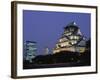 Osaka Castle and City Skyline, Night View, Osaka, Honshu, Japan-Steve Vidler-Framed Photographic Print