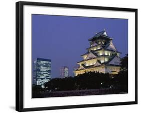 Osaka Castle and City Skyline, Night View, Osaka, Honshu, Japan-Steve Vidler-Framed Photographic Print