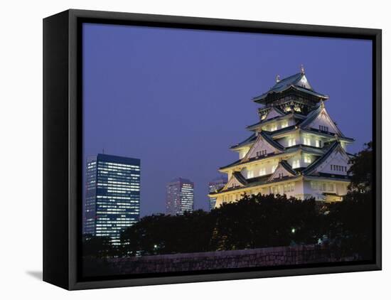 Osaka Castle and City Skyline, Osaka, Honshu, Japan-null-Framed Stretched Canvas