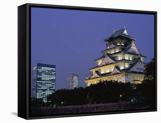 Osaka Castle and City Skyline, Osaka, Honshu, Japan-null-Framed Stretched Canvas