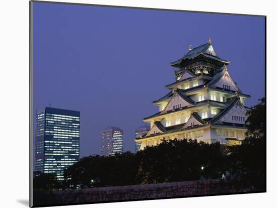 Osaka Castle and City Skyline, Osaka, Honshu, Japan-null-Mounted Photographic Print