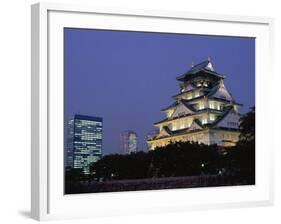 Osaka Castle and City Skyline, Osaka, Honshu, Japan-null-Framed Photographic Print