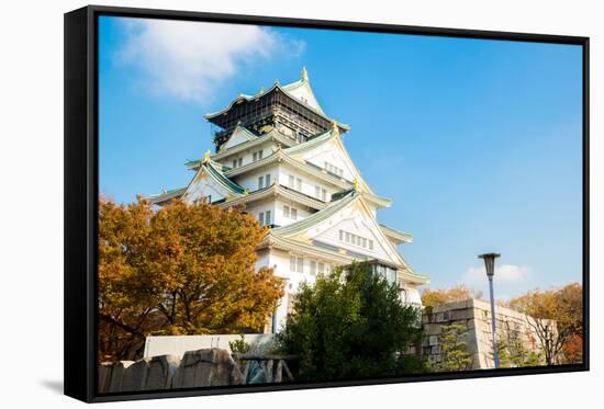 Osaka Castle Autumn in Kansai Japan-vichie81-Framed Stretched Canvas