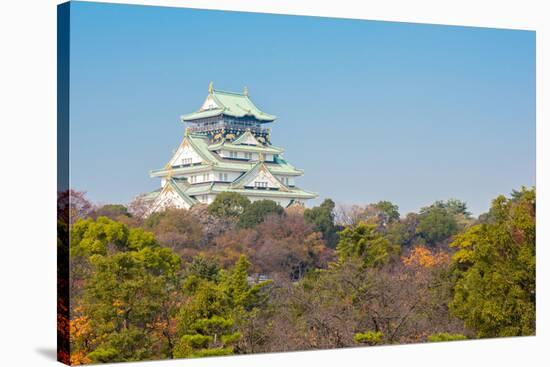 Osaka Castle with Autumn Garden in Kansai Japan-vichie81-Stretched Canvas