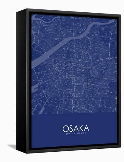 Osaka, Japan Blue Map-null-Framed Stretched Canvas